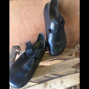 Black Leather Birkenstock shoes